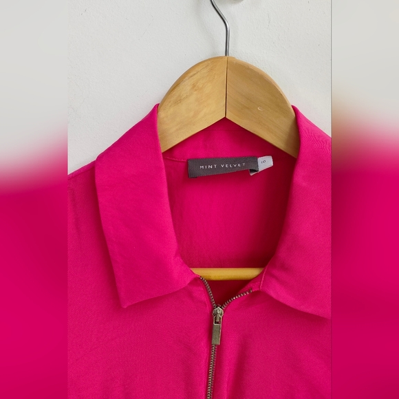 Mint Velvet Fusha Pink Long Sleeve Zip Utility Tunic Top Size 10 - Picture 3 of 7